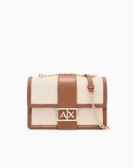 Armani Exchange Borsa a tracolla lino Beige/Cuoio
