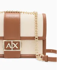 Armani Exchange Borsa a tracolla lino Beige/Cuoio