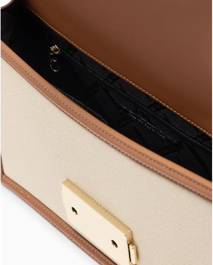 Armani Exchange Borsa a tracolla lino Beige/Cuoio