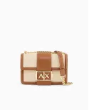 Armani Exchange Borsa mini crossbody tessuto lino Beige/Cuoio