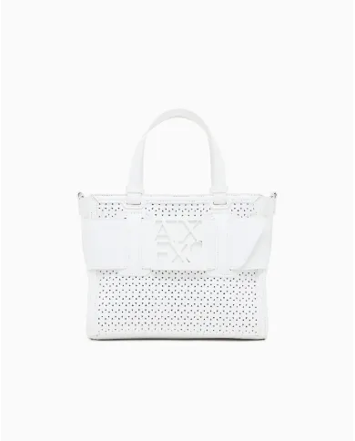 Armani Exchange Borsa a mano piccola traforata Bianco