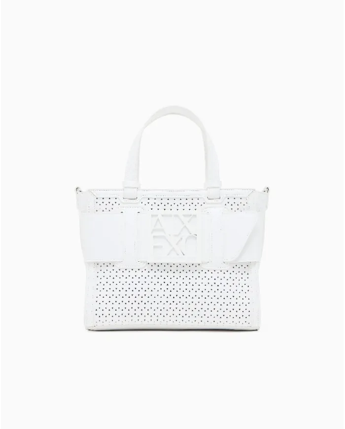 Armani Exchange Borsa a mano piccola traforata Bianco