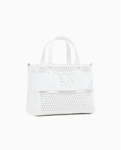 Armani Exchange Borsa a mano piccola traforata Bianco