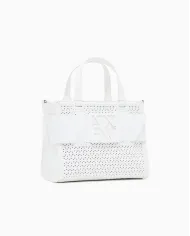 Armani Exchange Borsa a mano piccola traforata Bianco