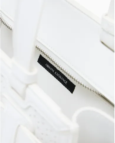 Armani Exchange Borsa a mano piccola traforata Bianco