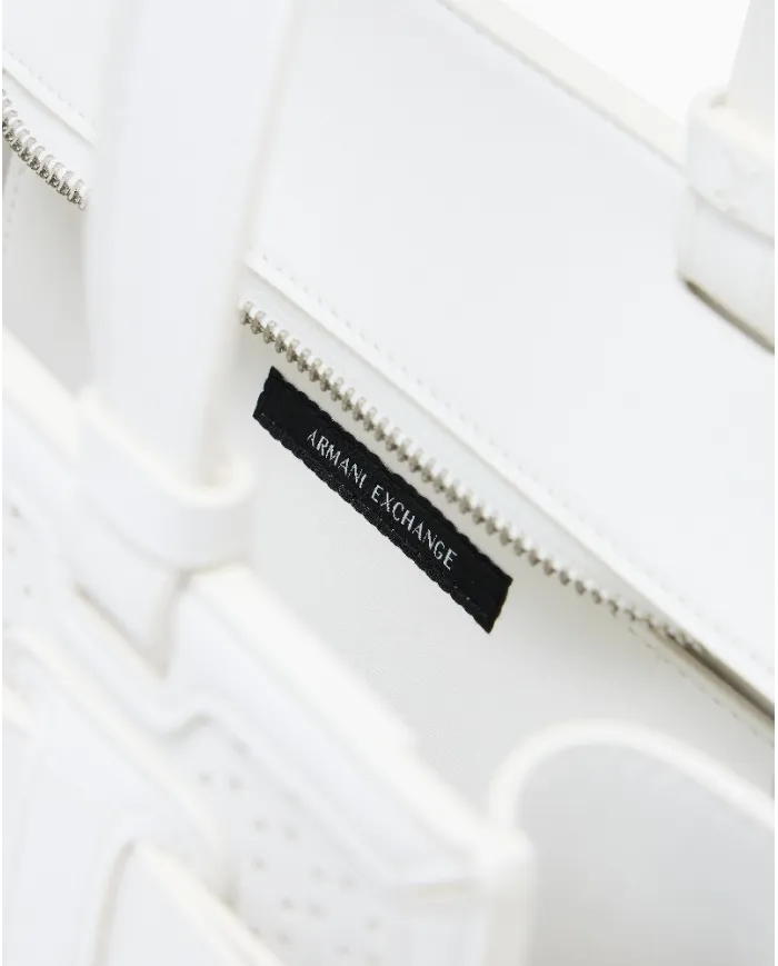 Armani Exchange Borsa a mano piccola traforata Bianco