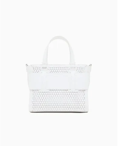 Armani Exchange Borsa a mano piccola traforata Bianco