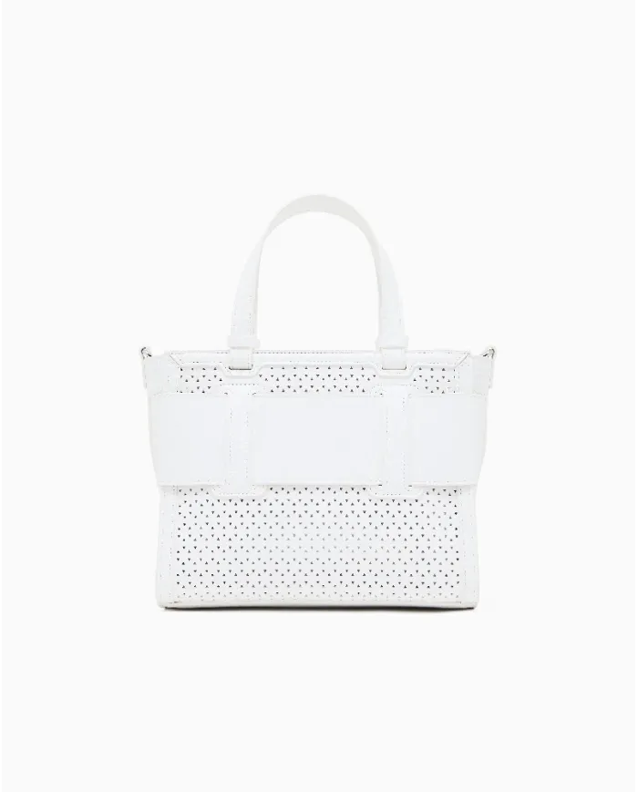 Armani Exchange Borsa a mano piccola traforata Bianco
