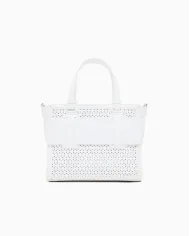 Armani Exchange Borsa a mano piccola traforata Bianco