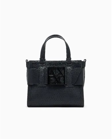 Armani Exchange Borsa a mano piccola traforata Nero