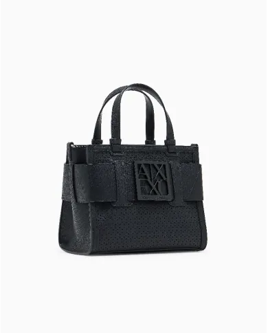 Armani Exchange Borsa a mano piccola traforata Nero