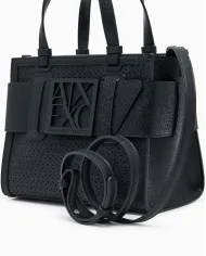 Armani Exchange Borsa a mano piccola traforata Nero