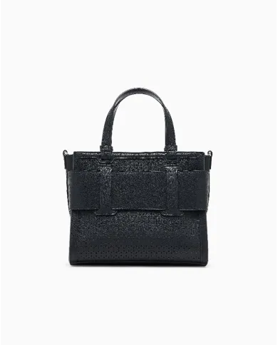 Armani Exchange Borsa a mano piccola traforata Nero