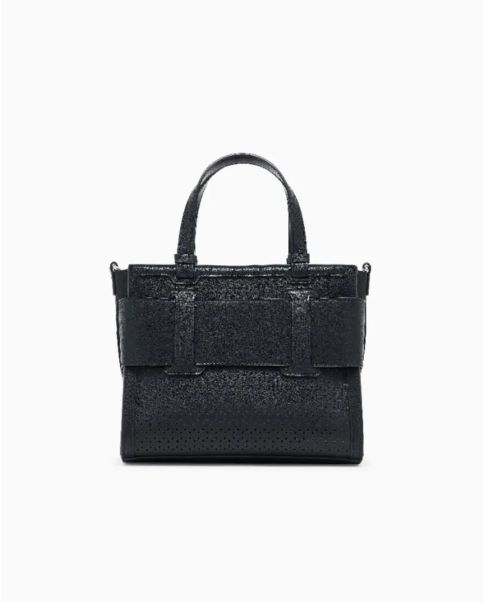Armani Exchange Borsa a mano piccola traforata Nero