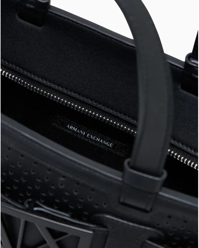 Armani Exchange Borsa a mano piccola traforata Nero