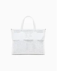 Armani Exchange Borsa a mano grande traforata Bianco