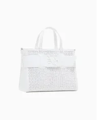 Armani Exchange Borsa a mano grande traforata Bianco