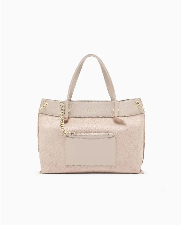 Armani Exchange Borsa a mano grande Sabbia
