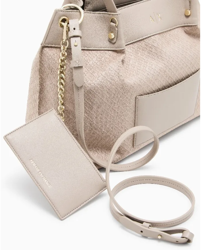 Armani Exchange Borsa a mano grande Sabbia