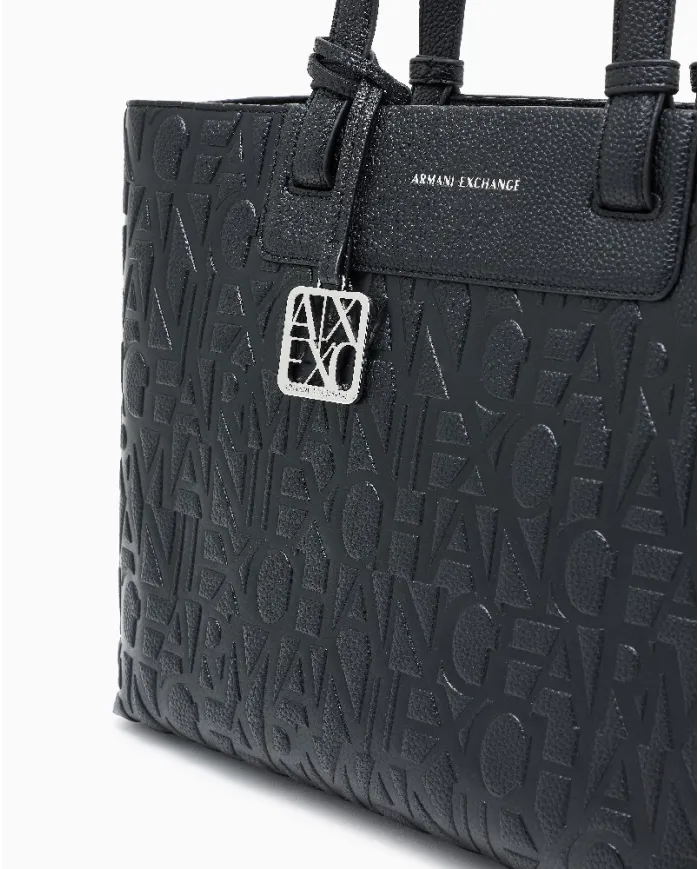 Armani Exchange Shopping bag logata Nero