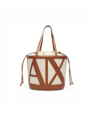 Armani Exchange Borsa grande in lino Beige/Cuoio