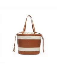 Armani Exchange Borsa grande in lino Beige/Cuoio
