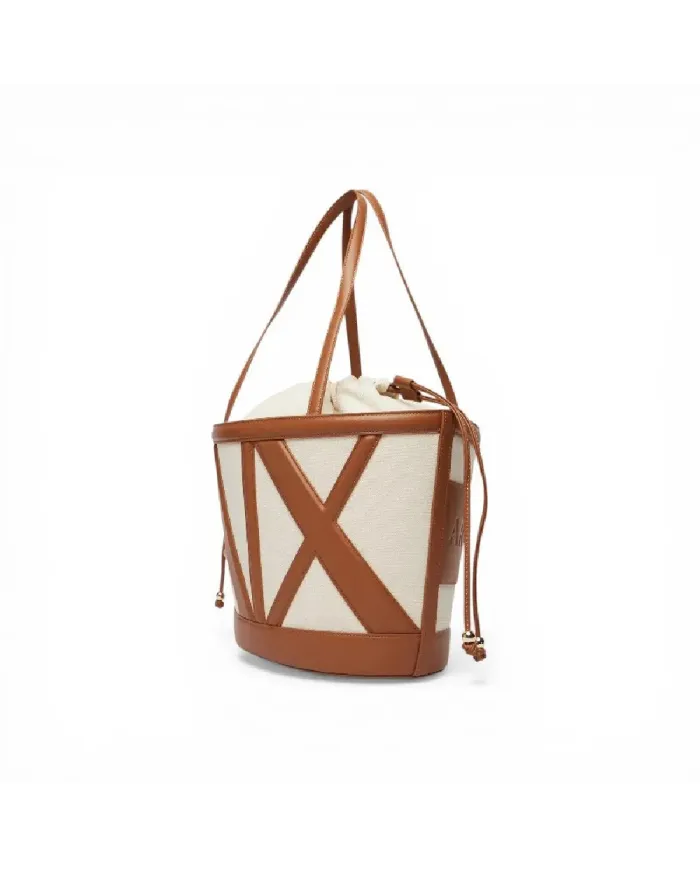 Armani Exchange Borsa grande in lino Beige/Cuoio
