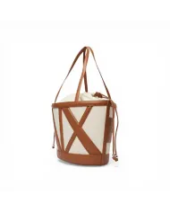 Armani Exchange Borsa grande in lino Beige/Cuoio