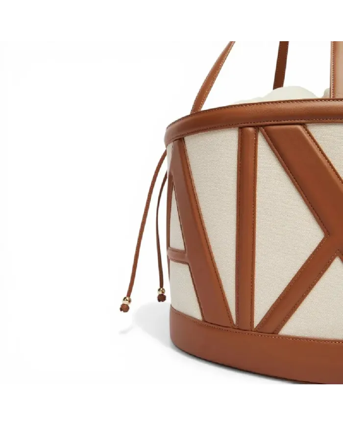 Armani Exchange Borsa grande in lino Beige/Cuoio