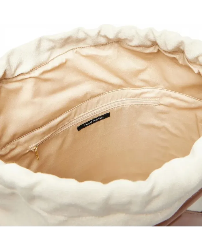 Armani Exchange Borsa grande in lino Beige/Cuoio