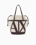 Armani Exchange Borsa grande in lino Bianco/Testa moro