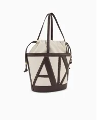 Armani Exchange Borsa grande in lino Bianco/Testa moro