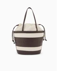 Armani Exchange Borsa grande in lino Bianco/Testa moro