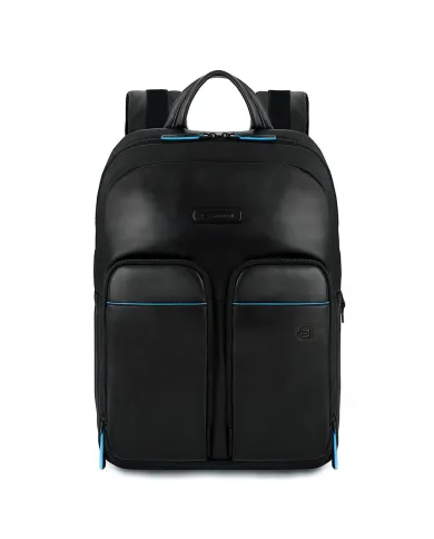 Piquadro Zaino in pelle porta pc Blue square B2V Nero