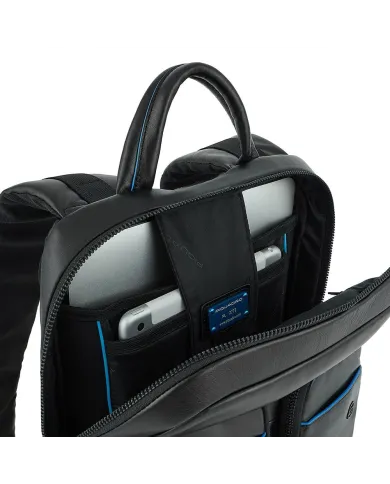 Piquadro Zaino in pelle porta pc Blue square B2V Nero