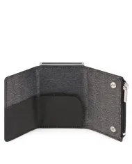 Piquadro Compact wallet con tasca monete Black square Nero