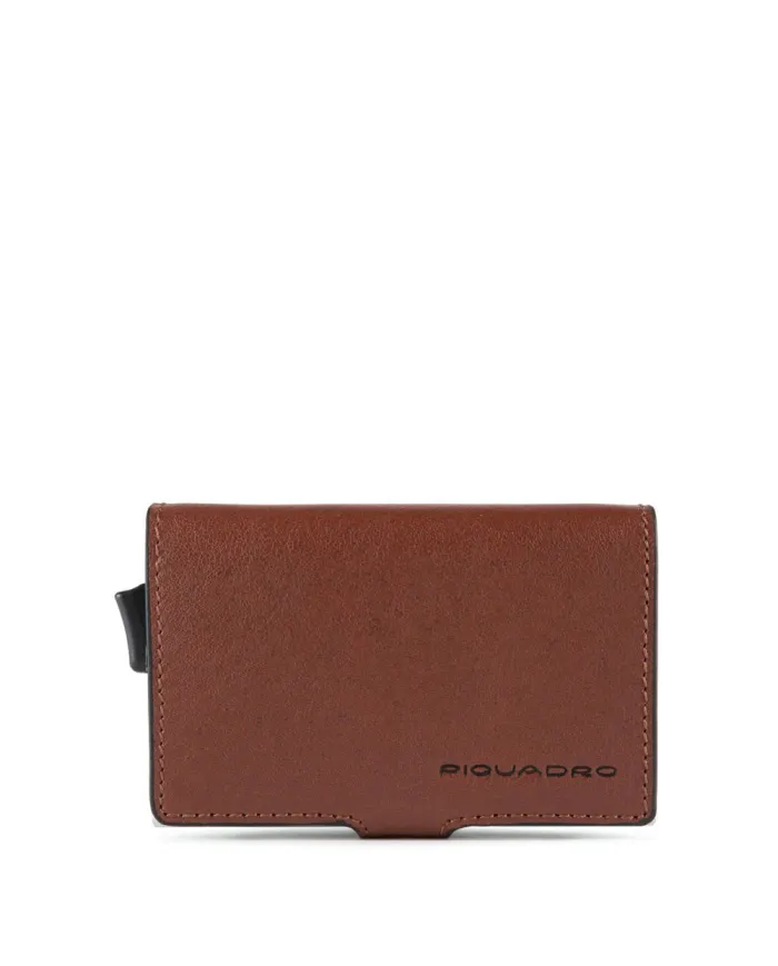 Piquadro Porta carte di credito con tasca banconote Black square Cuoio