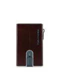Piquadro Compact wallet con tasca monete Blue square Mogano