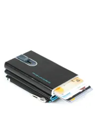 Piquadro Compact wallet con tasca monete Blue square Nero
