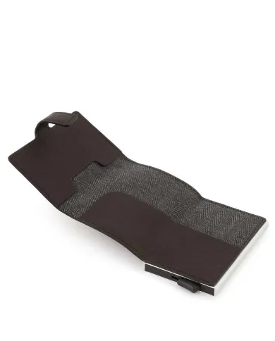 Piquadro Porta carte di credito con tasca banconote Black square Testa moro