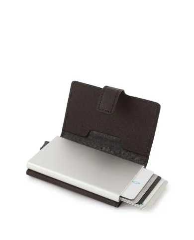 Piquadro Porta carte di credito con tasca banconote Black square Testa moro