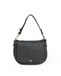 Caleidos Borsa bandoliera pelle vintage Nero