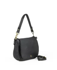 Caleidos Borsa bandoliera pelle vintage Nero