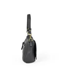 Caleidos Borsa bandoliera pelle vintage Nero