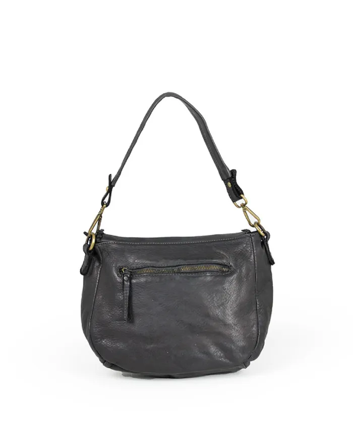Caleidos Borsa bandoliera pelle vintage Nero