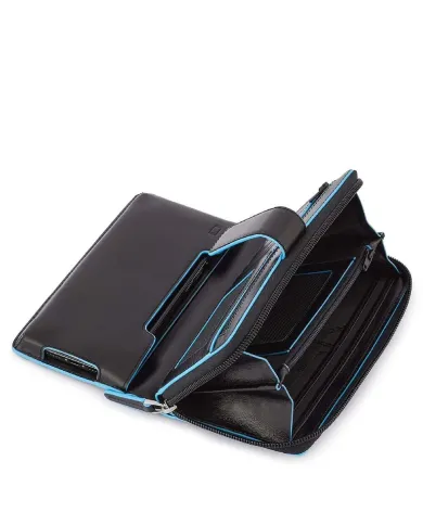 Piquadro Portafogli donna in pelle "Blue square" Nero
