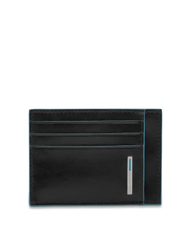 Piquadro Porta carte di credito in pelle "Blue square" Nero