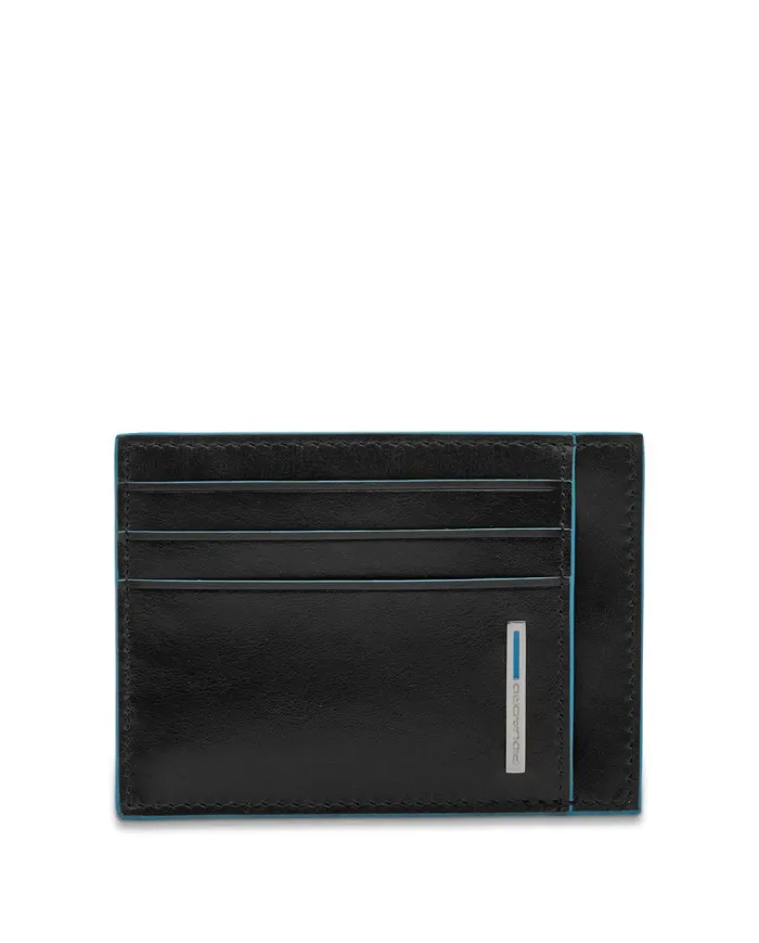 Piquadro Porta carte di credito in pelle Blue square Nero