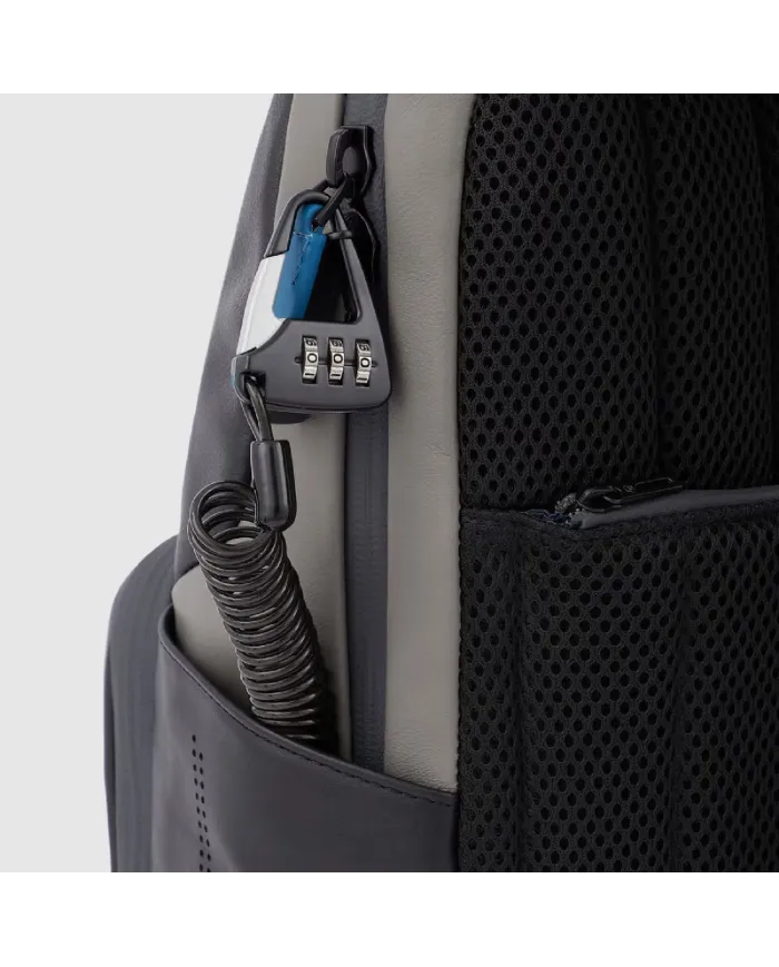 Piquadro Zaino porta pc 14" pelle con placca USB Antracite