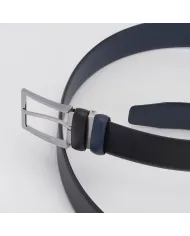 Piquadro Cintura uomo reversibile in pelle Nero/Blu